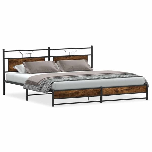 vidaXL sengeramme uden madras 193x203 cm metal røget egetræsfarve
