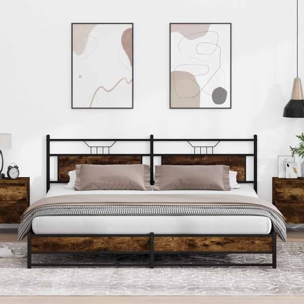 vidaXL Metallinen sängynrunko ilman patjaa savutammi 200x200 cm