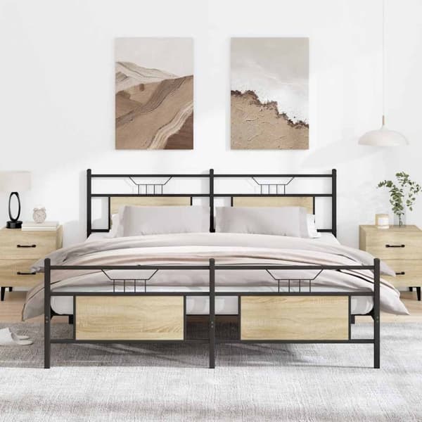 vidaXL sengeramme uden madras 160x200 cm metal sonoma-eg