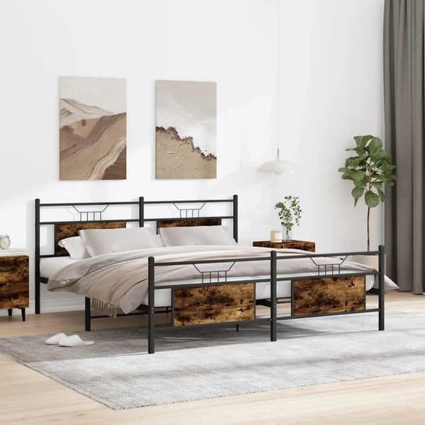 vidaXL sengeramme uden madras 183x213 cm metal røget egetræsfarve