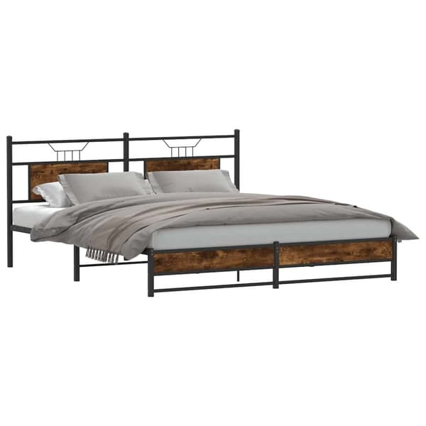 vidaXL sengeramme uden madras 183x213 cm metal røget egetræsfarve