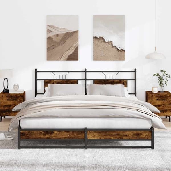 vidaXL sengeramme uden madras 183x213 cm metal røget egetræsfarve