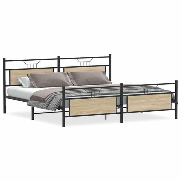 vidaXL Sengeramme i metall uten madrass sonoma eik 193x203 cm