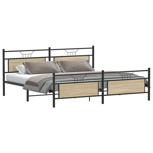 vidaXL Sengeramme i metall uten madrass sonoma eik 193x203 cm