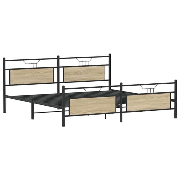 vidaXL Sengeramme i metall uten madrass sonoma eik 193x203 cm
