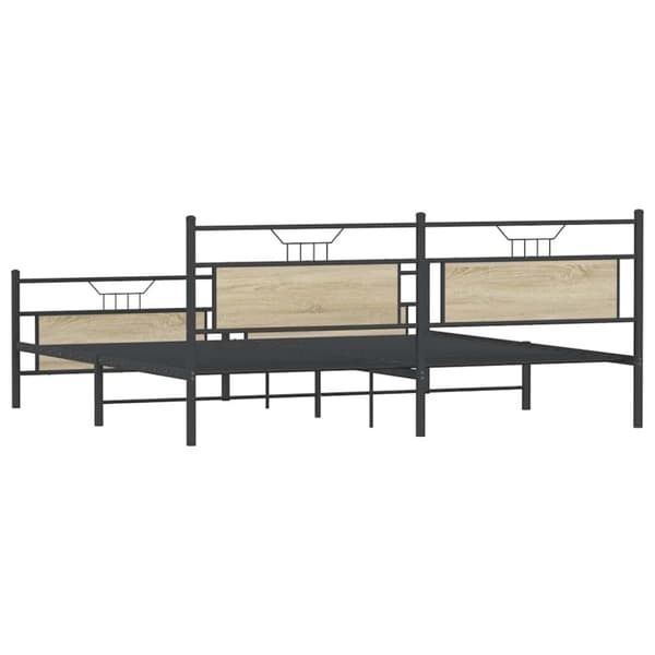vidaXL Sengeramme i metall uten madrass sonoma eik 193x203 cm