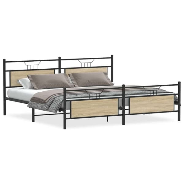 vidaXL Sengeramme i metall uten madrass sonoma eik 200x200 cm