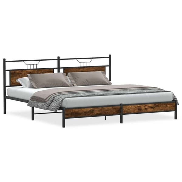 vidaXL Sengeramme i metall uten madrass røkt eik 193x203 cm