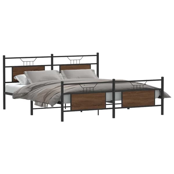 vidaXL Sengeramme i metall uten madrass brun eik 183x213 cm