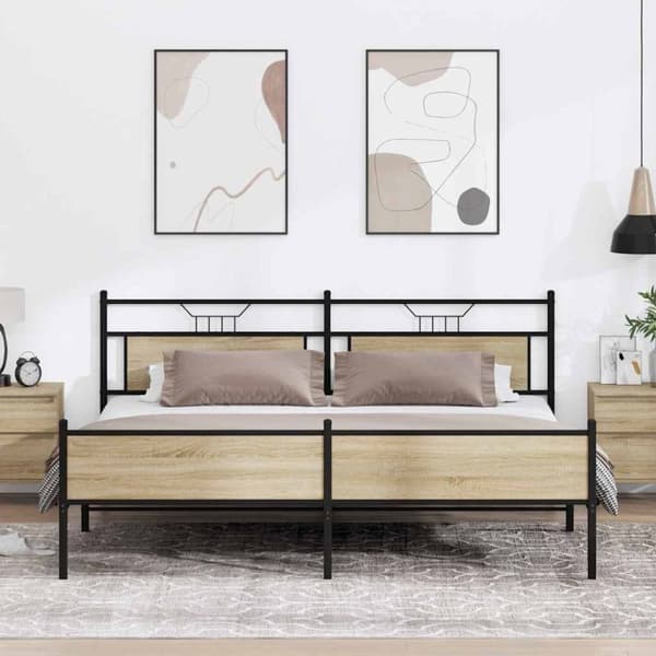 vidaXL sengeramme uden madras 193x203 cm metal sonoma-eg