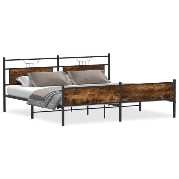 vidaXL sengeramme uden madras 200x200 cm metal røget egetræsfarve