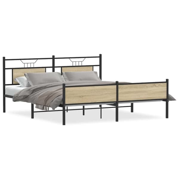 vidaXL Metallinen sängynrunko ilman patjaa savutammi 183x213 cm