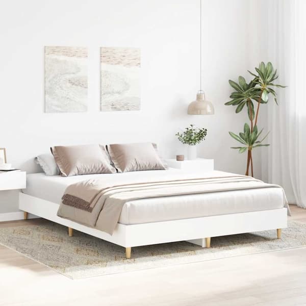 vidaXL sengestel uden madras 150x200 cm konstrueret træ hvid