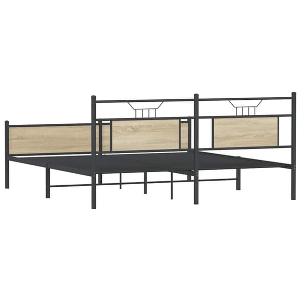vidaXL Metallinen sängynrunko ilman patjaa Sonoma-tammi 160x200 cm