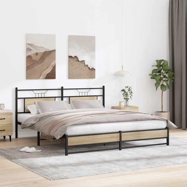 vidaXL sengeramme uden madras 180x200 cm metal sonoma-eg