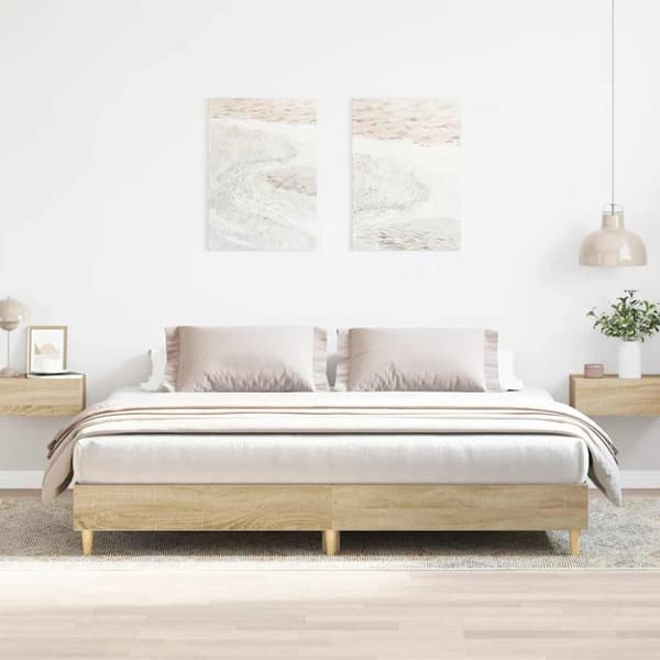 vidaXL Sengeramme uten madrass sonoma eik 200x200 cm konstruert tre