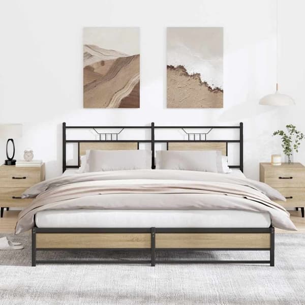 vidaXL sengeramme uden madras 183x213 cm metal sonoma-eg