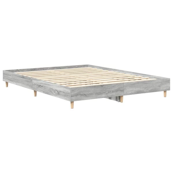 vidaXL sengestel uden madras 150x200 cm konstrueret træ grå sonoma-eg