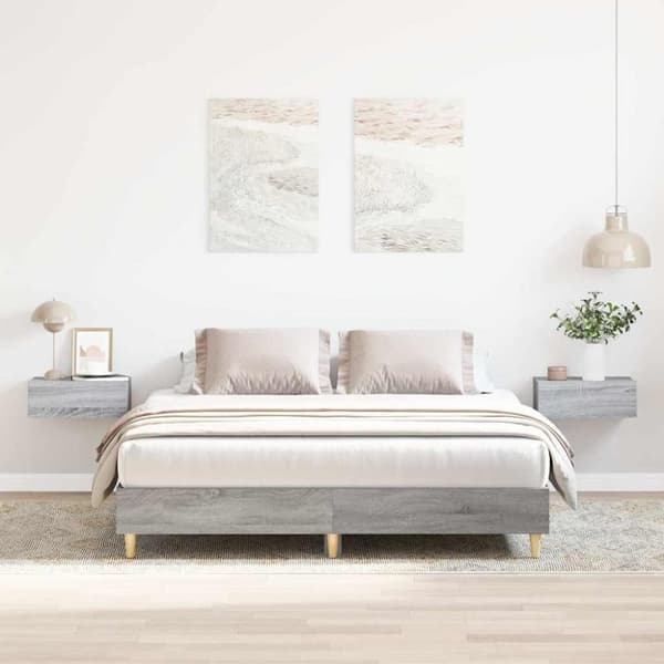 vidaXL sengestel uden madras 150x200 cm konstrueret træ grå sonoma-eg