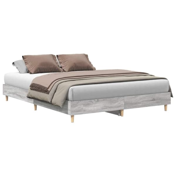 vidaXL sengestel uden madras 150x200 cm konstrueret træ grå sonoma-eg