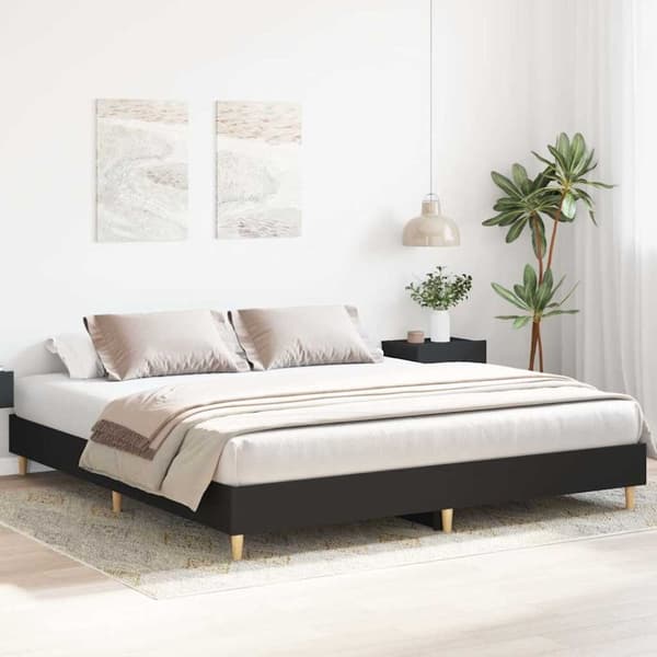 vidaXL Sengeramme uten madrass svart 200x200 cm konstruert tre