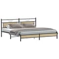 Miniatyrbilde 4 av 11: vidaXL Sengeramme i metall uten madrass sonoma eik 193x203 cm