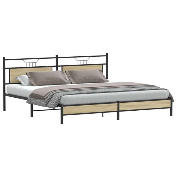 vidaXL Sengeramme i metall uten madrass sonoma eik 193x203 cm