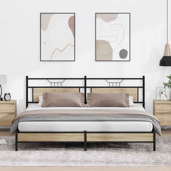 vidaXL Sengeramme i metall uten madrass sonoma eik 193x203 cm