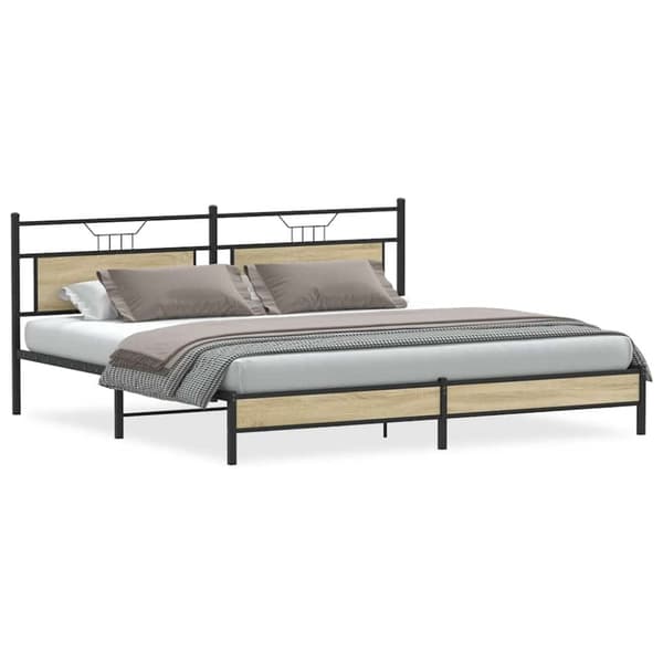 vidaXL Sengeramme i metall uten madrass sonoma eik 193x203 cm