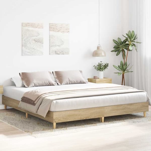 vidaXL Sängynrunko ilman patjaa sonoma-tammi 200x200 cm tekninen puu