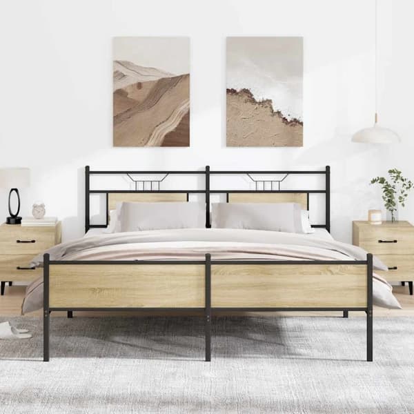 vidaXL Metallinen sängynrunko ilman patjaa Sonoma-tammi 180x200 cm