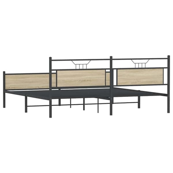 vidaXL Sängram utan madrass metall sonoma-ek 200x200 cm