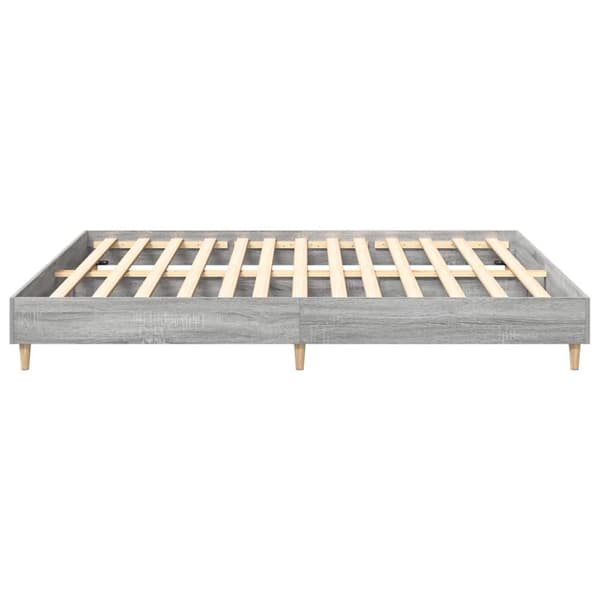 vidaXL Sängynrunko ilman patjaa harmaa Sonoma 200x200 cm tekninen puu