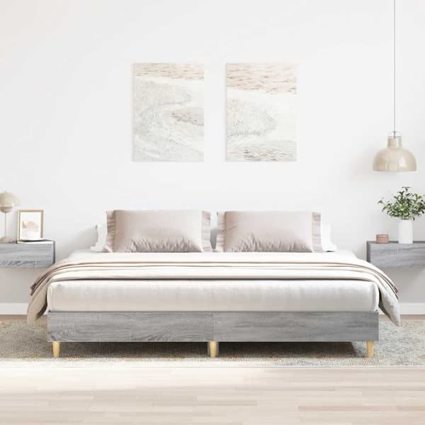 vidaXL Sängynrunko ilman patjaa harmaa Sonoma 200x200 cm tekninen puu