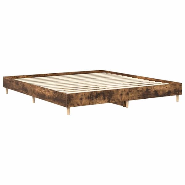 vidaXL Sengeramme uten madrass madrass røkt eik 200x200 cm