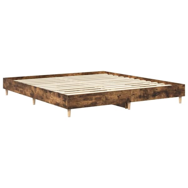 vidaXL Sengeramme uten madrass madrass røkt eik 200x200 cm