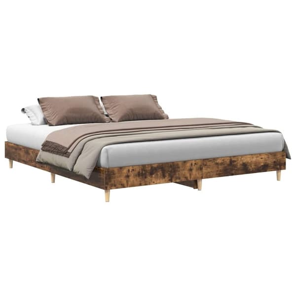vidaXL Sengeramme uten madrass madrass røkt eik 200x200 cm