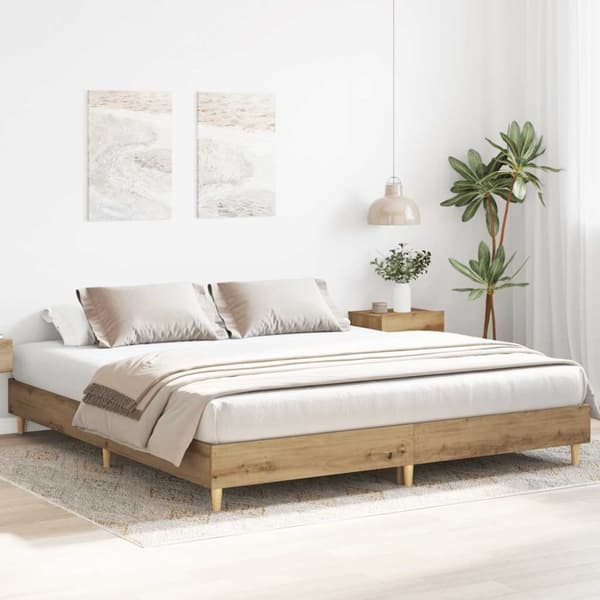 vidaXL Sengeramme uten madrass artisan eik 200x200 cm konstruert tre