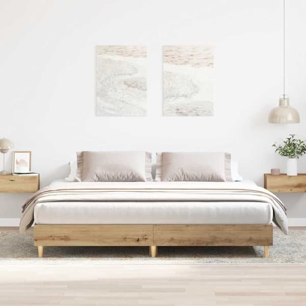 vidaXL Sengeramme uten madrass artisan eik 200x200 cm konstruert tre
