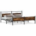 Miniatyrbilde 3 av 11: vidaXL Sengeramme i metall uten madrass røkt eik 193x203 cm