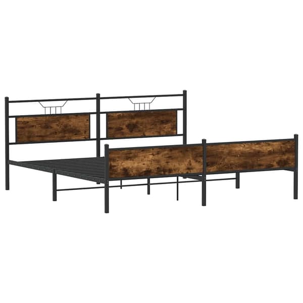 vidaXL Sengeramme i metall uten madrass røkt eik 193x203 cm