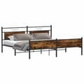 Miniatyrbilde 6 av 11: vidaXL Sengeramme i metall uten madrass røkt eik 193x203 cm