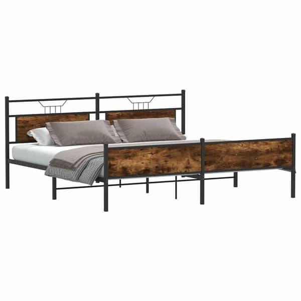vidaXL Sengeramme i metall uten madrass røkt eik 193x203 cm