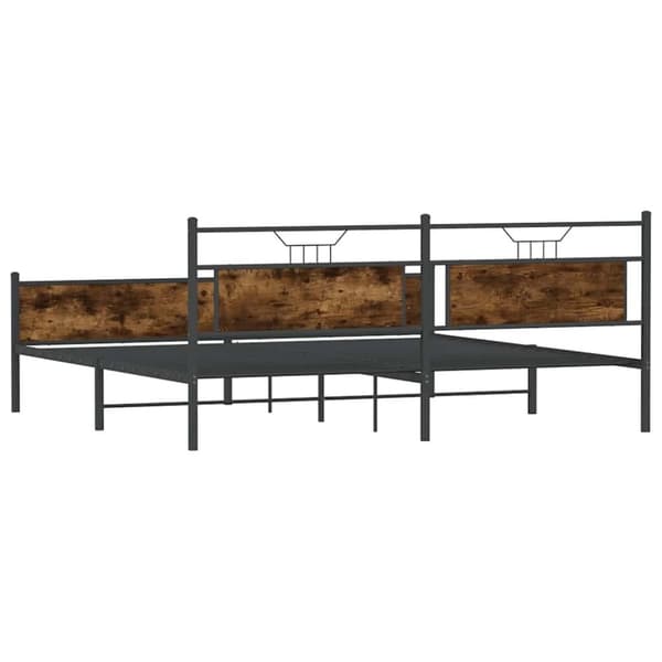 vidaXL Sengeramme i metall uten madrass røkt eik 193x203 cm