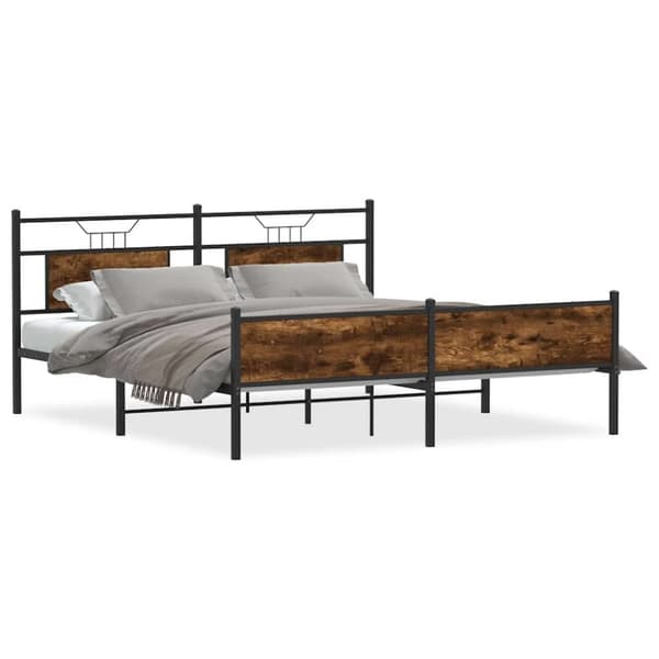 vidaXL Sengeramme i metall uten madrass røkt eik 183x213 cm