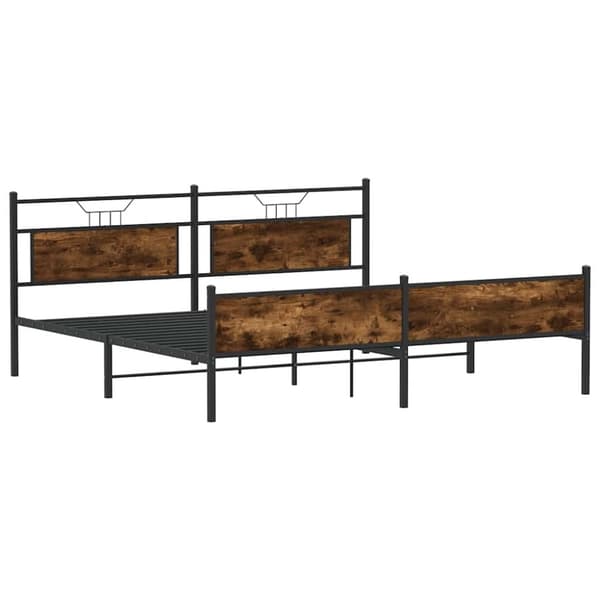 vidaXL Sengeramme i metall uten madrass røkt eik 183x213 cm