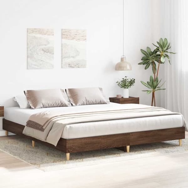 vidaXL Sengeramme uten madrass brun eik 200x200 cm konstruert tre