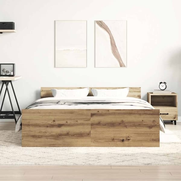 vidaXL Sängynrunko ilman patjaa artisaanitammi 140x200 cm tekninen puu