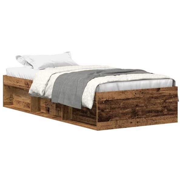 vidaXL Sengeramme uden madras 90x200cm konstrueret træ antikt træ