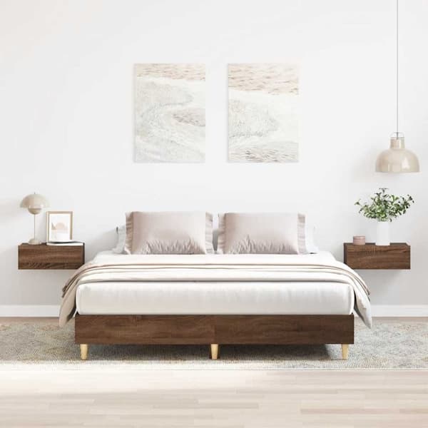 vidaXL sengestel uden madras 150x200 cm konstrueret træ brunt eg